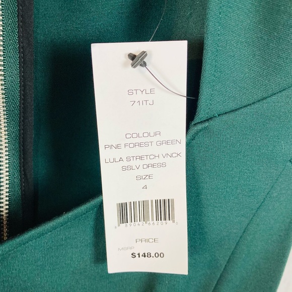 NWT French Connection Lulu Bodycon Stretch V-Neck Dress Short Sleeve - Picture 3 of 4